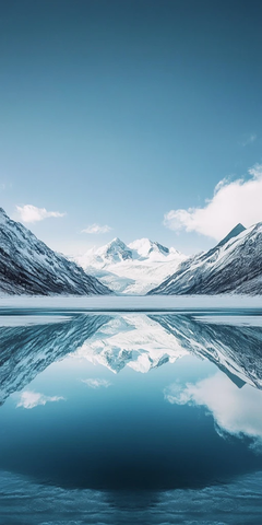 雪山全景对称构图壁纸