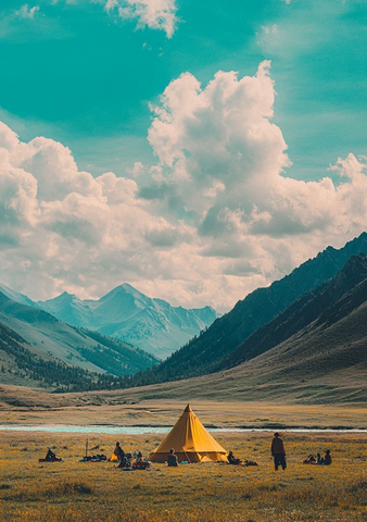 游牧民族河边露营