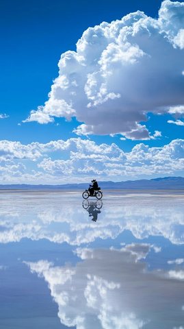 蓝天白云倒映水面