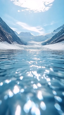 冰湖水波纹特写