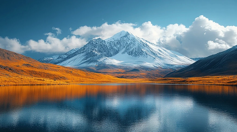 雪山冰川河谷草原云影
