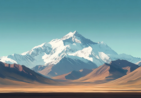 雪山群峰与蓝天相映