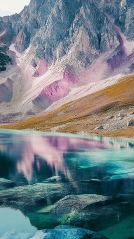 铬色渐变蓝粉绿紫图形