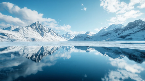 冰湖雪峰蓝天