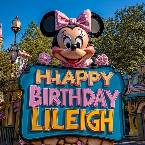 米妮形象的生日快乐牌氛围欢乐