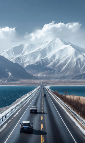 湖畔公路警车飞驰