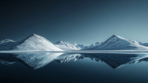 雪峰静水深蓝背景