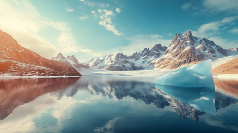 绿色冰山湖面雪山