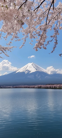 远景富士山与樱花