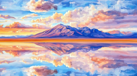 盐湖地平线风景插画