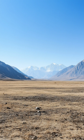 开放田野与远山风光