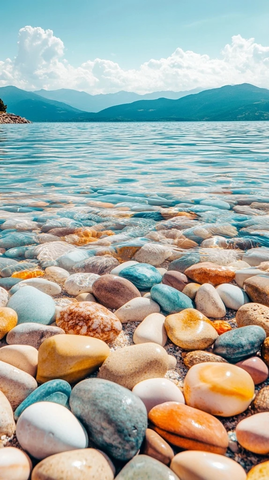 湖滩彩石水清山影