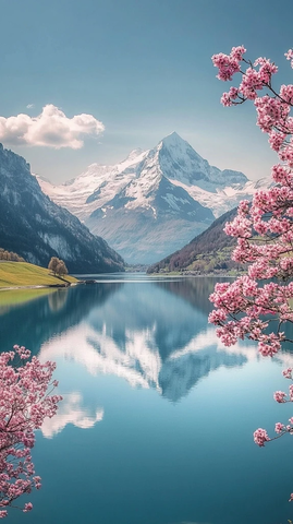 春花苹果山湖景观