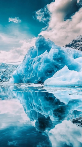 冰山色彩水上倒影