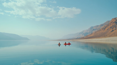 死海水面浮游矿物景观