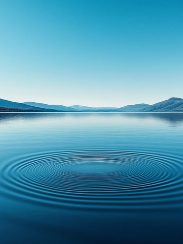 平静湖面远山蓝天