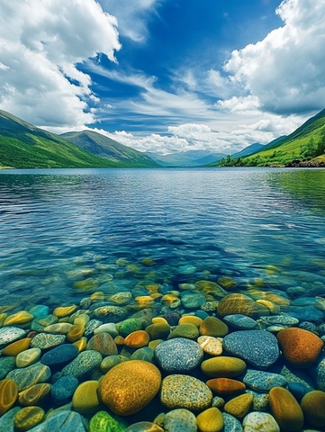 蓝天白云青山绿水彩石