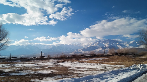 蓝天白雪雪山景