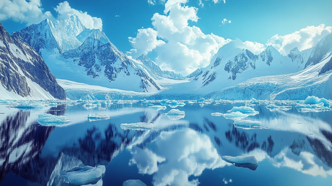 冰山湖面雪山倒影