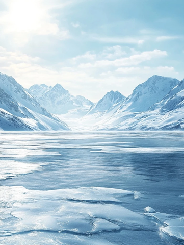 冰川雪峰远景湖面