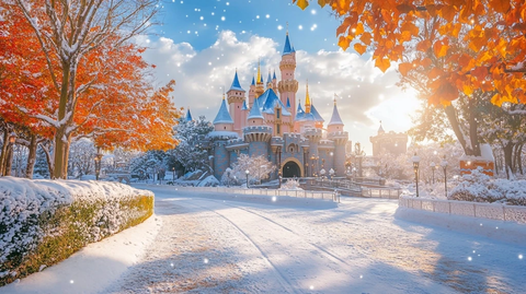 雪中的城堡童话般的冬季景致