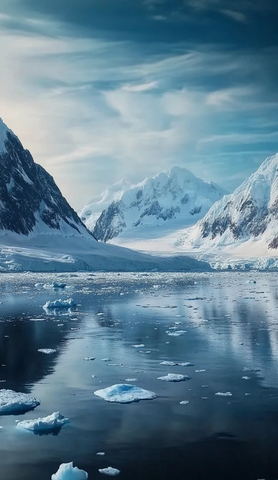 冰山浮水野生动物与冰雪共存