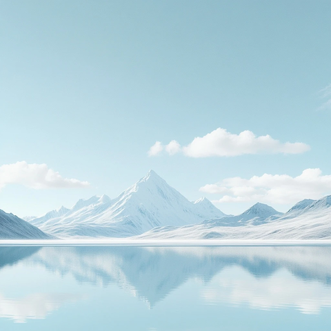 雪峰蓝湖蓝天白云