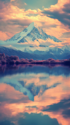 山间湖水宁静意境