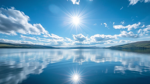 海天一色水映云山