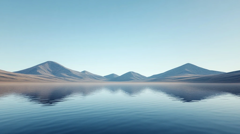 沙漠湖水平静山
