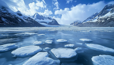 冰湖冰山雪景阳光