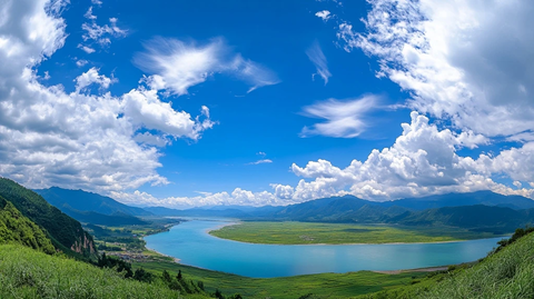 蓝天白云绿草地