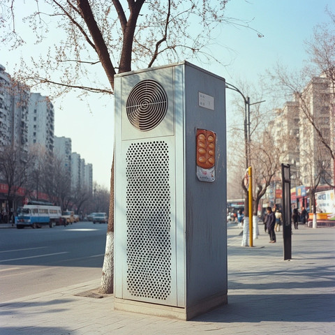 路边带有广告的金属箱体