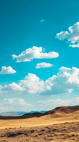 蓝天与黄土高原景观