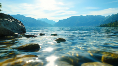 湖面倒影清晰可见