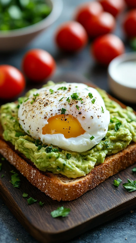 全麦吐司配牛油果和温泉蛋
