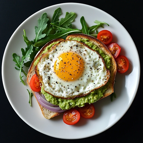 芝麻菜叶配牛油果吐司煎蛋