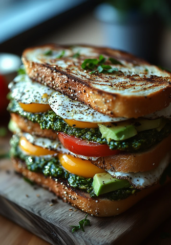 帕尔马干酪番茄牛油果三明治