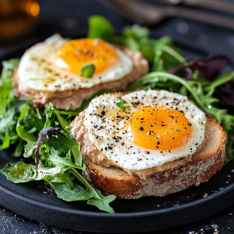 面包片配肉酱鸡蛋沙拉