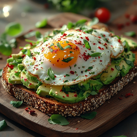 牛油果吐司配温泉蛋和香料