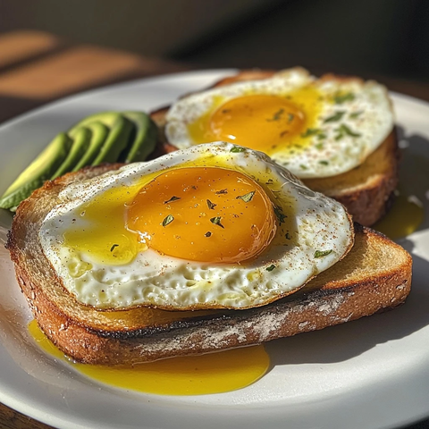 太阳蛋吐司配牛油果橙汁