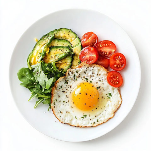 白色盘子上的健康早餐