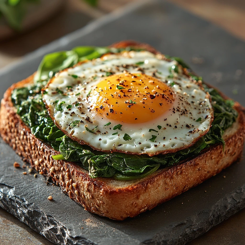 菠菜煎蛋吐司早餐