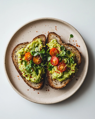 面包切片与牛油果配菜