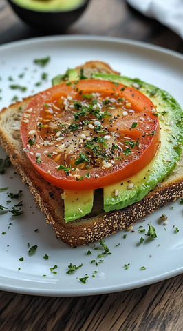 烤面包片配牛油果番茄