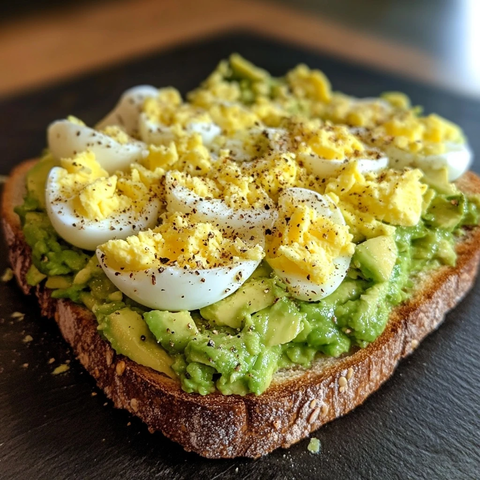 牛油果吐司配煮蛋碎