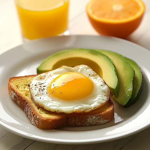鸡蛋吐司牛油果橙汁早餐