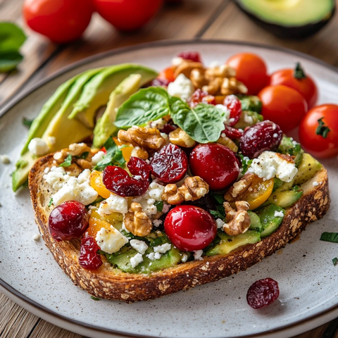 牛油果吐司配羊乳酪樱桃番茄