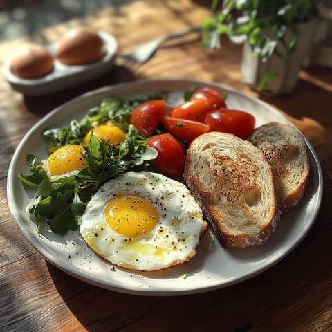早餐鸡蛋面包沙拉多