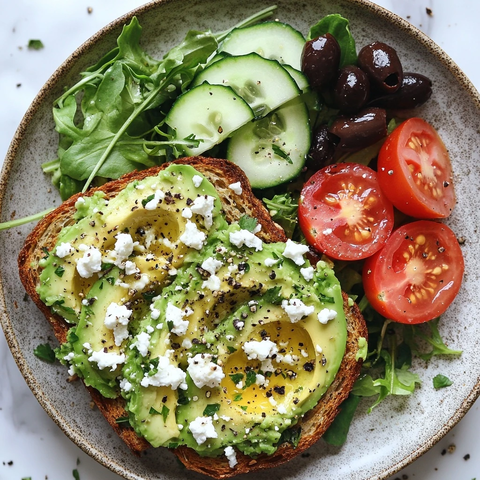 牛油果吐司配羊奶酪沙拉